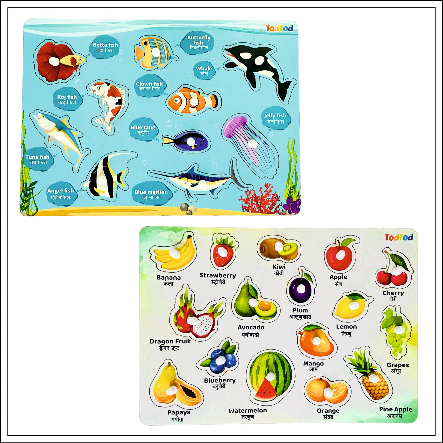Brainy Fish Fish & Fruit Knob & Pegged Puzzle – The Brainy Bear Store