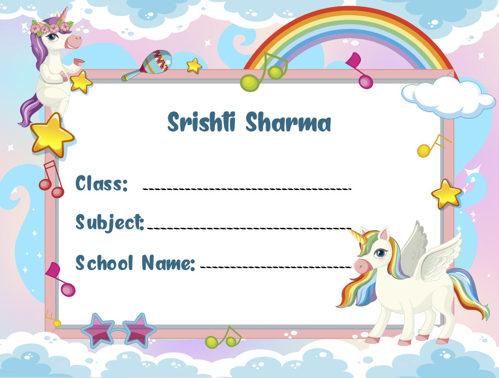School Notebook Labels - Unicorn – The Brainy Bear Store